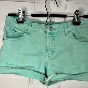 Justice Mint Green Denim Shorts Girls Size 12